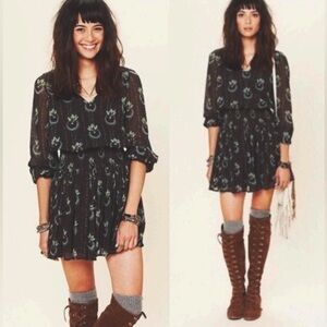 Free People Wild Horses - Peacock Patterned Boho Dress Women’s Size XSmall